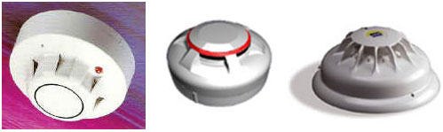 image of an optical smoke detector, an ion detector and a heat detector