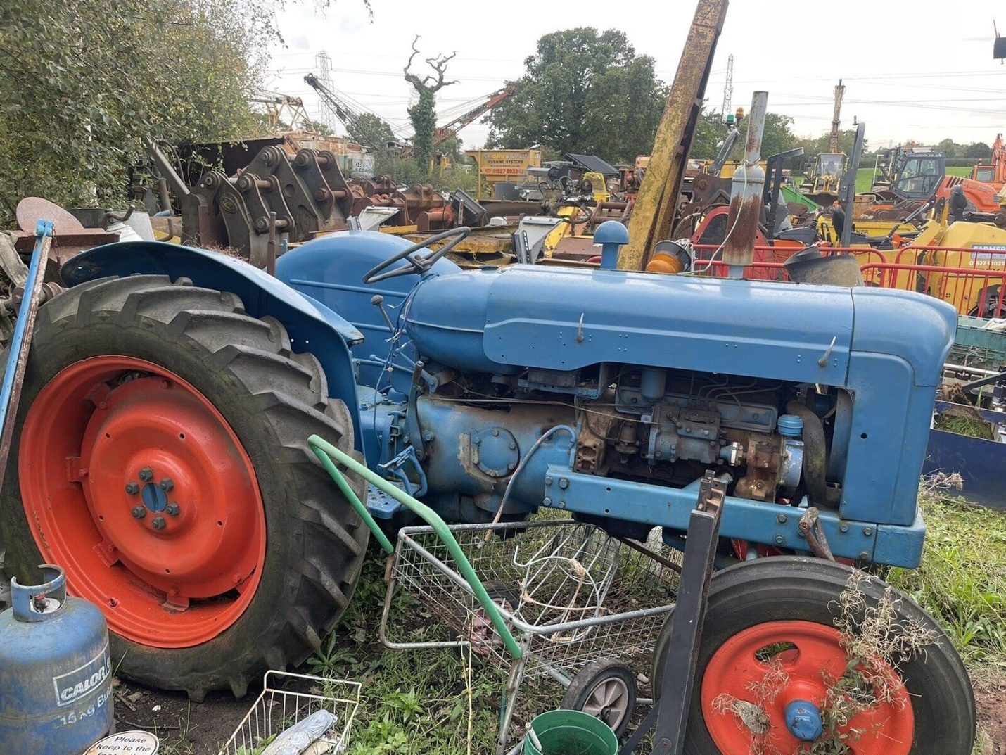 old fashioned blue tractor