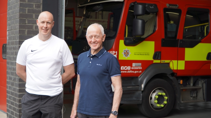 Crew Manager Graham Hindmarsh, with dad Billy Hindmarsh, a former Darlington Firefighter. 