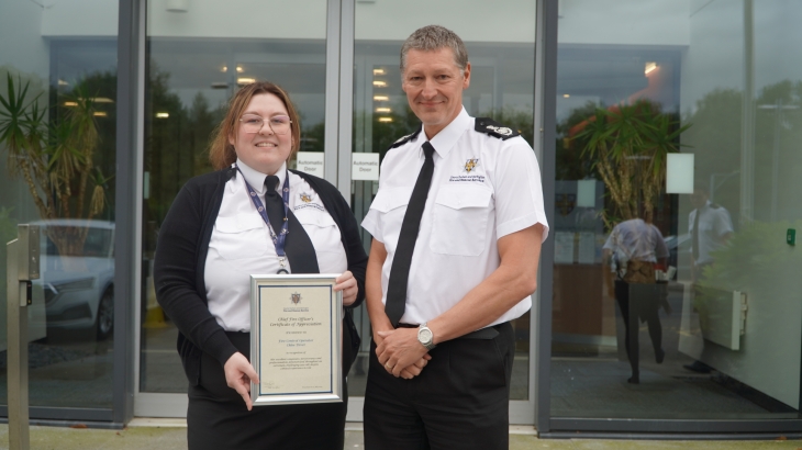 Fire Control Operator Chloe Diver with Chief Fire Officer Steve Helps. 