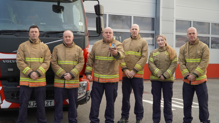 Firefighters in Bishop Auckland with Community Safety Station Manager Allan Hobson.