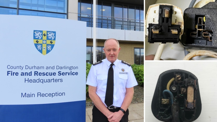 Community Safety Station Manager Allan Hobson with plugs which have melted due to overheating.