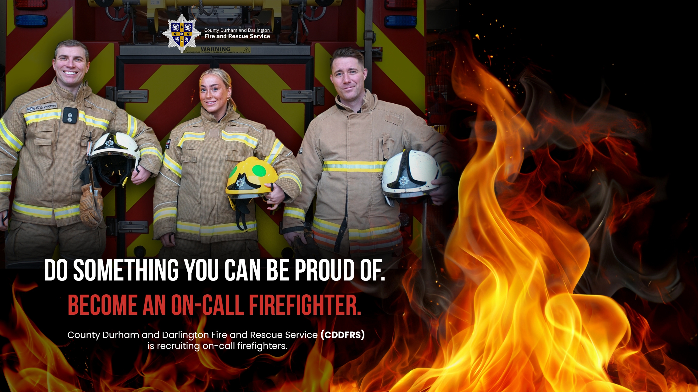 Banner of 3 firefighters