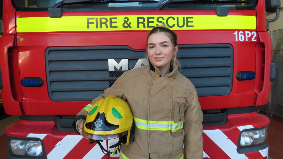 On-call firefighter Olivia Selby. 